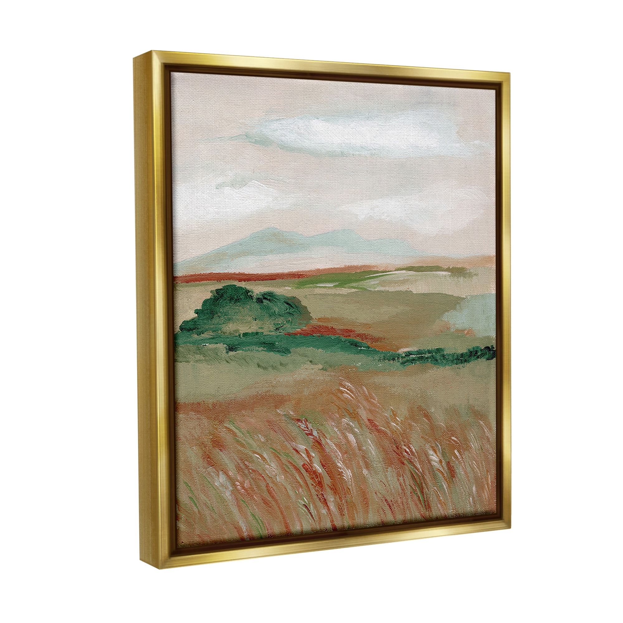 Stupell Industries Windy Plains Abstraction Landscape Painting Gold Floater Framed Canvas Art Print Wall Art, 25 x 31