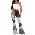thumbnail image 3 of Flare Jeans for Women Patchwork High Waist Stretch Slimming Color Block Wide Leg Pants Rise Skinny, 3 of 10