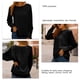 thumbnail image 5 of Blusa de gasa con manga larga y cuello redondo para mujer, para oficina, hogar, trabajo, negro, M, 5 of 6
