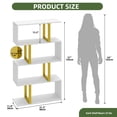 thumbnail image 5 of Dextrus 5-Tier S-Shape Bookshelf, Modern Wood & Metal Bookcase for Living Room, Bedroom, Home Office – Gold, 5 of 11
