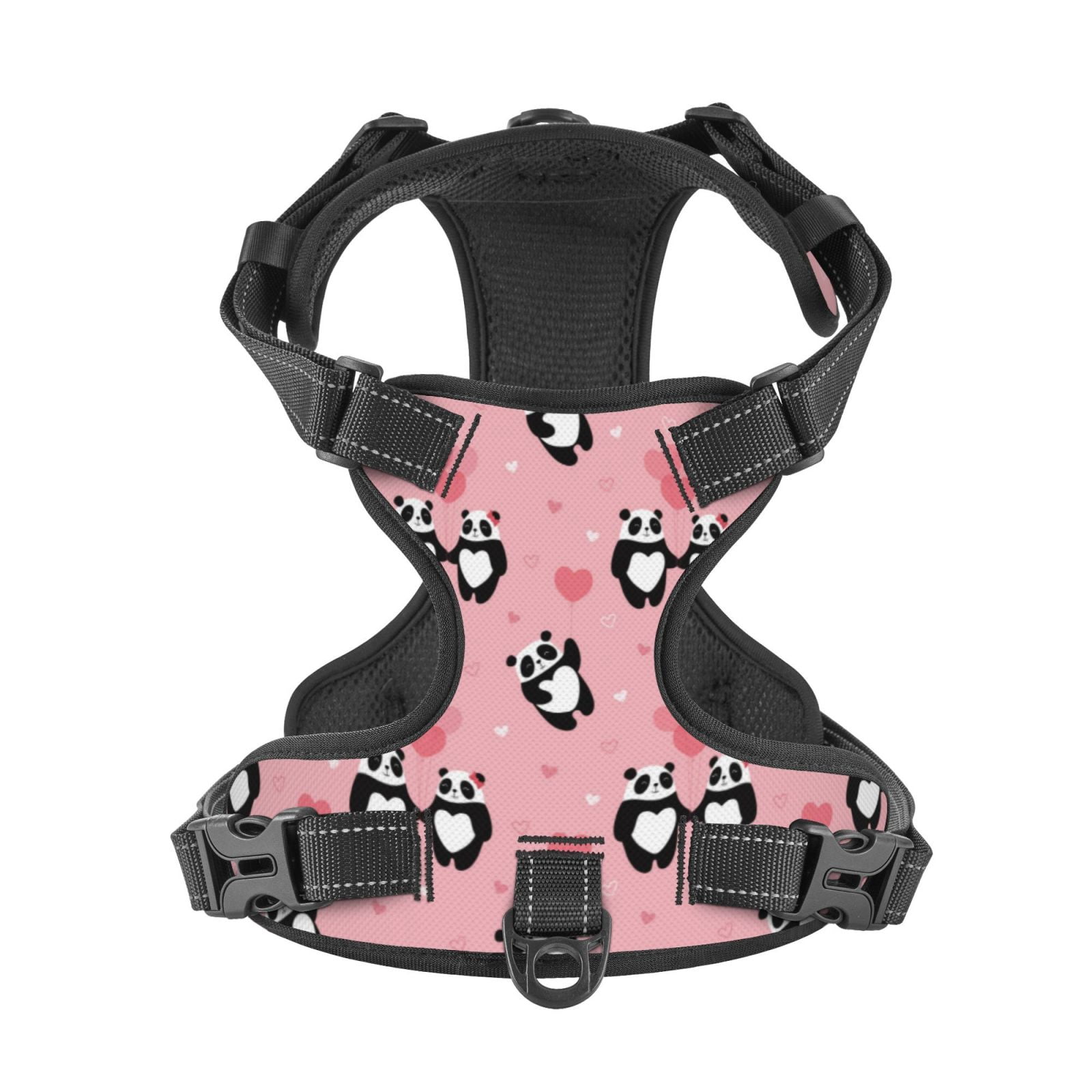 Kdxio Valentine'S Day Panda Print No Pull Dog Harness Adjustable Reflective Oxford Easy Control Medium Large Dog Harness for Training and Everyday-Small