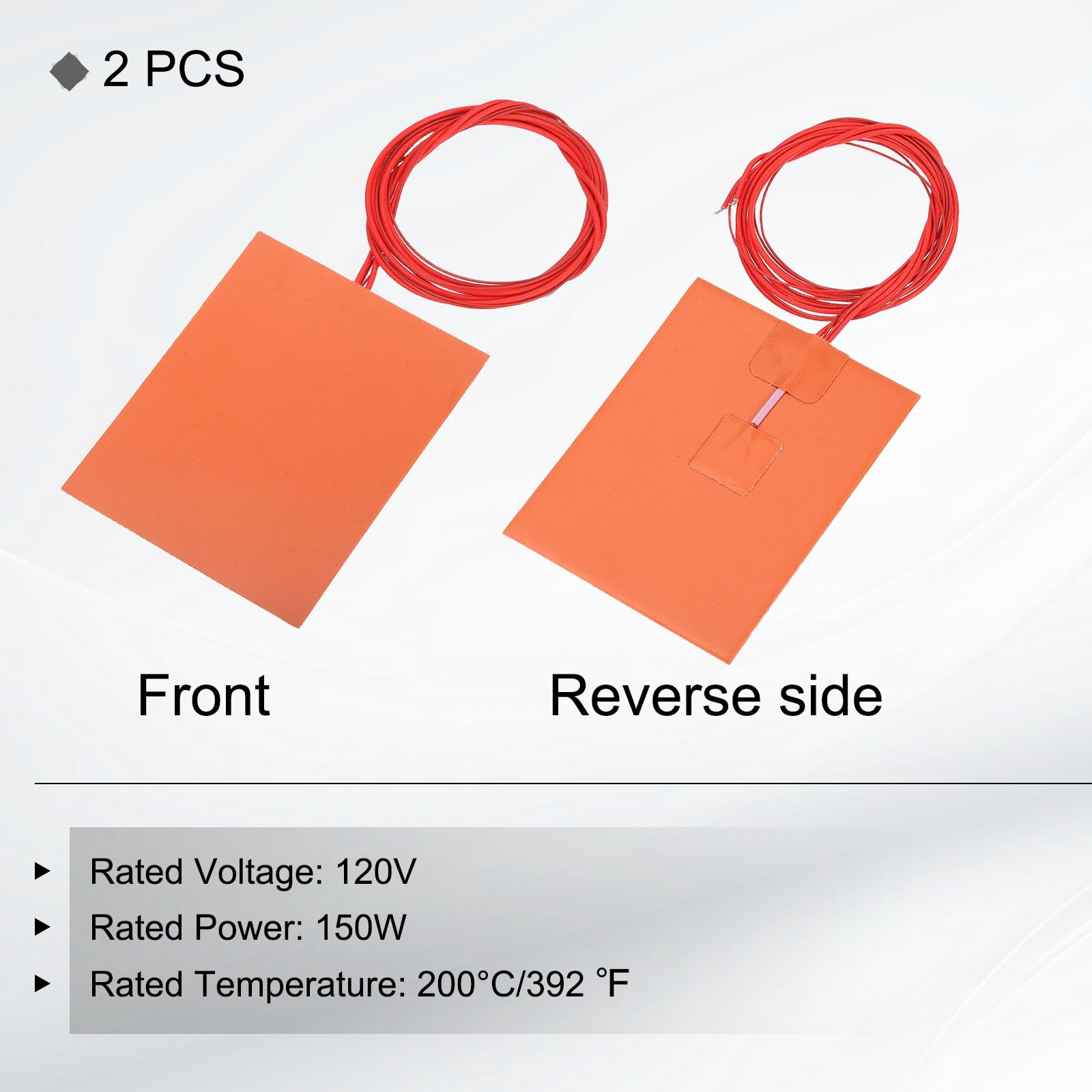 Silicone Heating Pad,120V 150W Heater Film Plate 127x100mm Heater Mat,Pack of 2