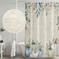thumbnail image 5 of Green Blue Pumpkins Fall Shower Curtain, Waterproof Shower Curtains for Bathroom, Thanksgiving Eucalyptus Leaves Flower Washable Fabric Bathtub Curtain Set Bath Decor with 12 Hooks Extra Long 72"x96", 5 of 8