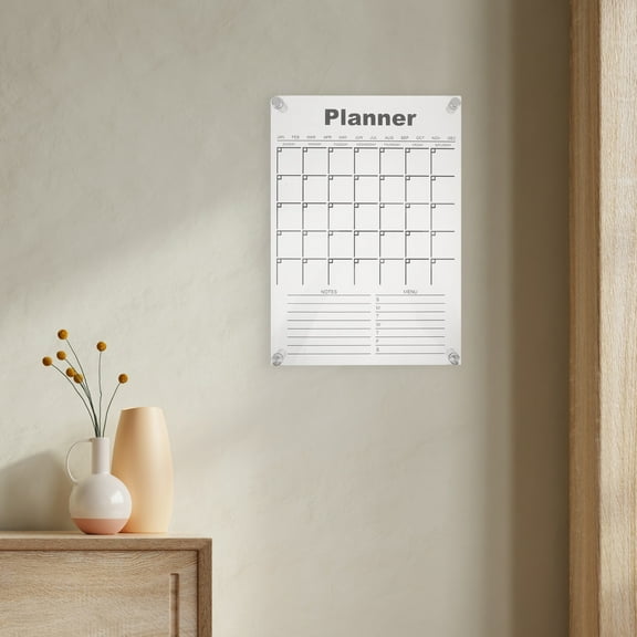 TABLZONE 1Set White Acrylic Wall Calendar Reusable Clear Message Board for Home