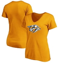 Women's Fanatics Gold Nashville Predators Primary Logo V-Neck T-Shirt