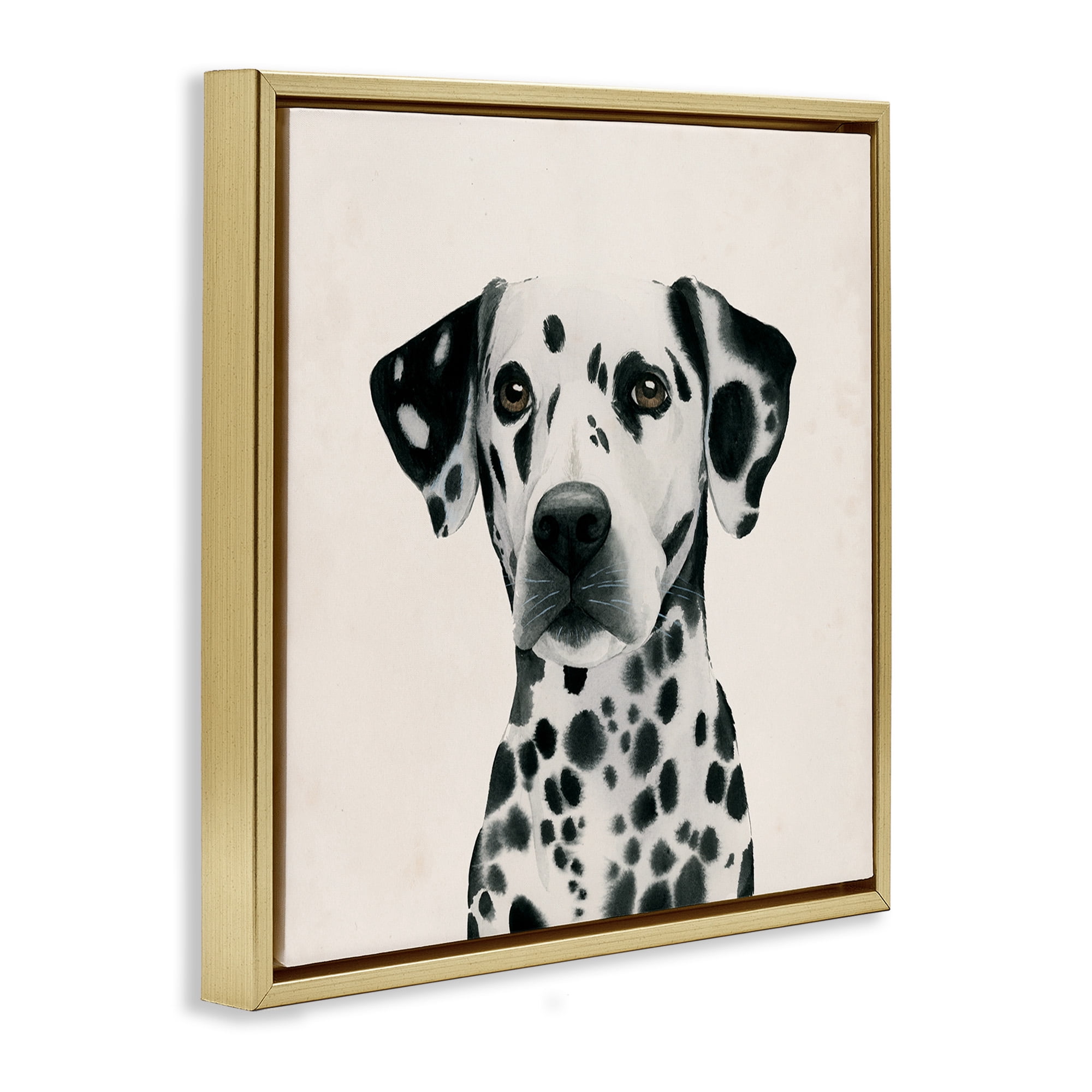 Stupell Industries Traditional Dalmatian Portrait Animals & Insects Painting Gold Floater Framed Canvas Art Print Wall Art, 25 x 25