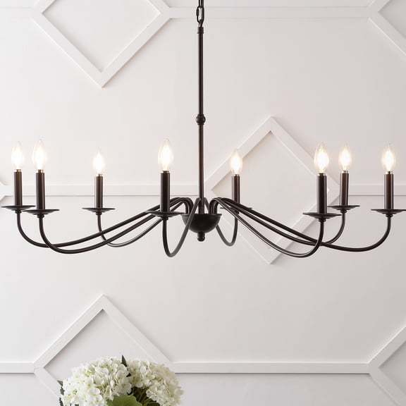 JONATHAN Y JYL7914A 8-Light Modern Farmhouse Chandelier, 40" Rustic Bohemian Candle Style Iron Light Fixture for Dining Room, Kitchen Island, Entryway, Foyer with High Ceilings, Oil Rubbed Bronze