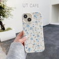 thumbnail image 2 of KMEK7-pour iPhone 14 Étui, Motif Floral Rose Mignon Étui de Téléphone Esthétique, Protection de Caméra Surélevée TPU Souple Mince Antichoc pour Filles Femmes - Bleu, 2 of 4