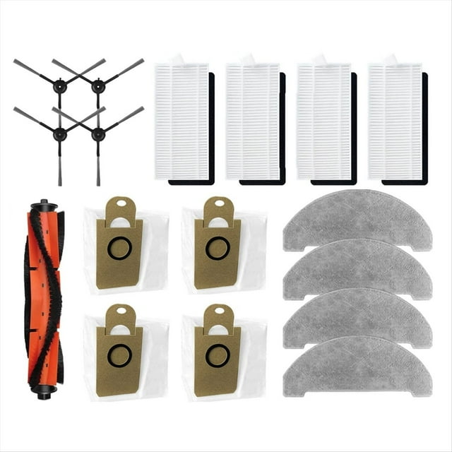 Para RV1 Pro Robot Aspirador Reemplazo Cepillo Lateral Principal Filtro HEPA Almohadilla para Trapeador Bolsas para el Polvo Accesorios de Repuesto, 17 Piezas