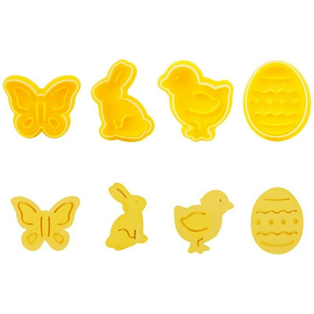 Plastic 4pcs/set Plastic Cutters Cute Chick Easter Egg Shape Fondant Cutter Biscuit Cake