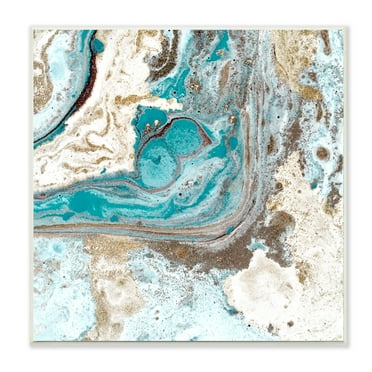 Stupell Industries Abstract Fluid Turquoise Contrast Design Blue Brown Wall Plaque by Kim Allen
