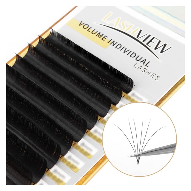 LASHVIEW Faux Cils Extensions Volume Ventilateur pour Salon Professionnel UseThickness 005mm Doux Longueur de Boucle c 8-15mm Mixte Semi-Permanent Individuel Soie Cils