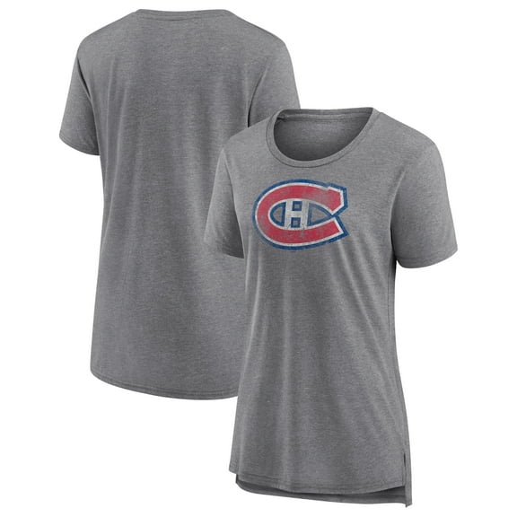 Women's  Gray Montreal Canadiens Slow Whistle Tri-Blend T-Shirt