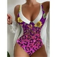 thumbnail image 3 of Aayomet Swimsuit Women Halter Backless Ruched Tummy Control Bathing Suit,Hot Pink XL, 3 of 4