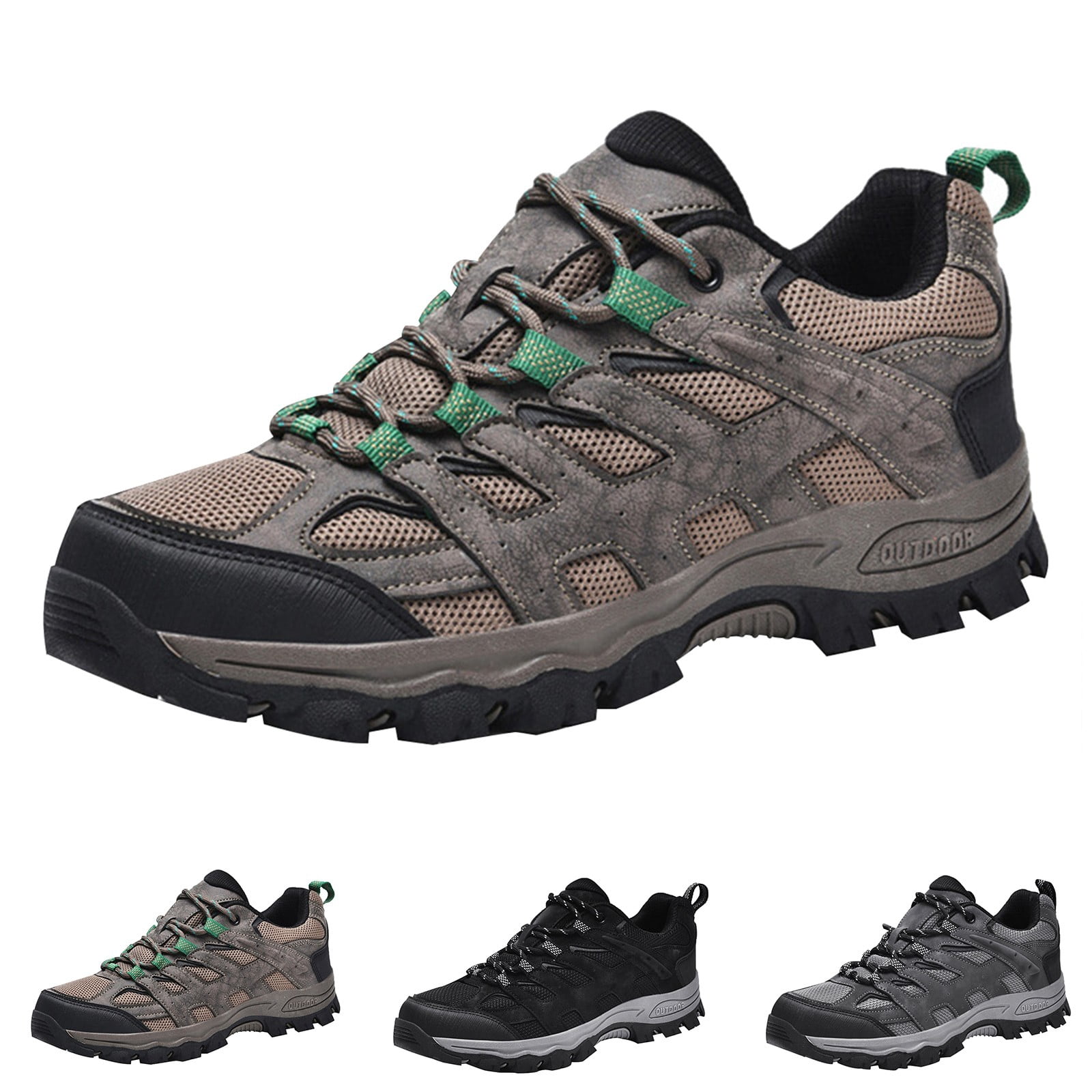 XIMIN Men's Waterproof Non-Slip Hiking Shoes Leather Low-Top Trail Running Sneakers Breathable Lightweight Mesh Travel Shoes Outdoor Trekking Boots (8, Brown)