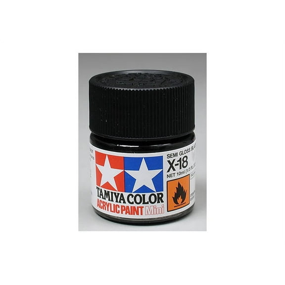 Tamiya 81518 Acrylic Mini X18 Semi-Gloss Black 1/3 oz TAM81518