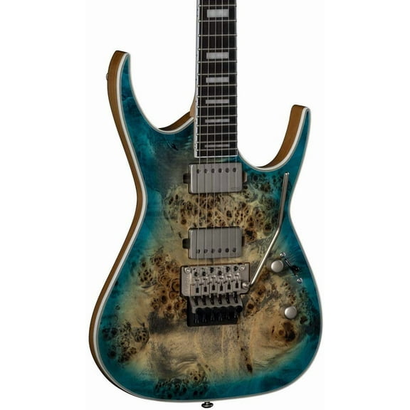 Dean Guitars Exile Select Floyd Rose 6 String Burl Poplar Electric Guitar, Right, Satin Turquoise Burst (EXILEF BRL STQB)