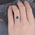 thumbnail image 2 of Oval Emerald Bridal Ring Set- Bridal Set Halo Infinity Diamond Wedding Ring in 14K Rose Gold Vermeil, 2 of 7