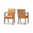thumbnail image 2 of Baxton Studio Andrea Mid-Century Modern Tan Faux Leather Upholstered and Walnut Brown Finished Wood 2-Piece Armchair Set, 2 of 6