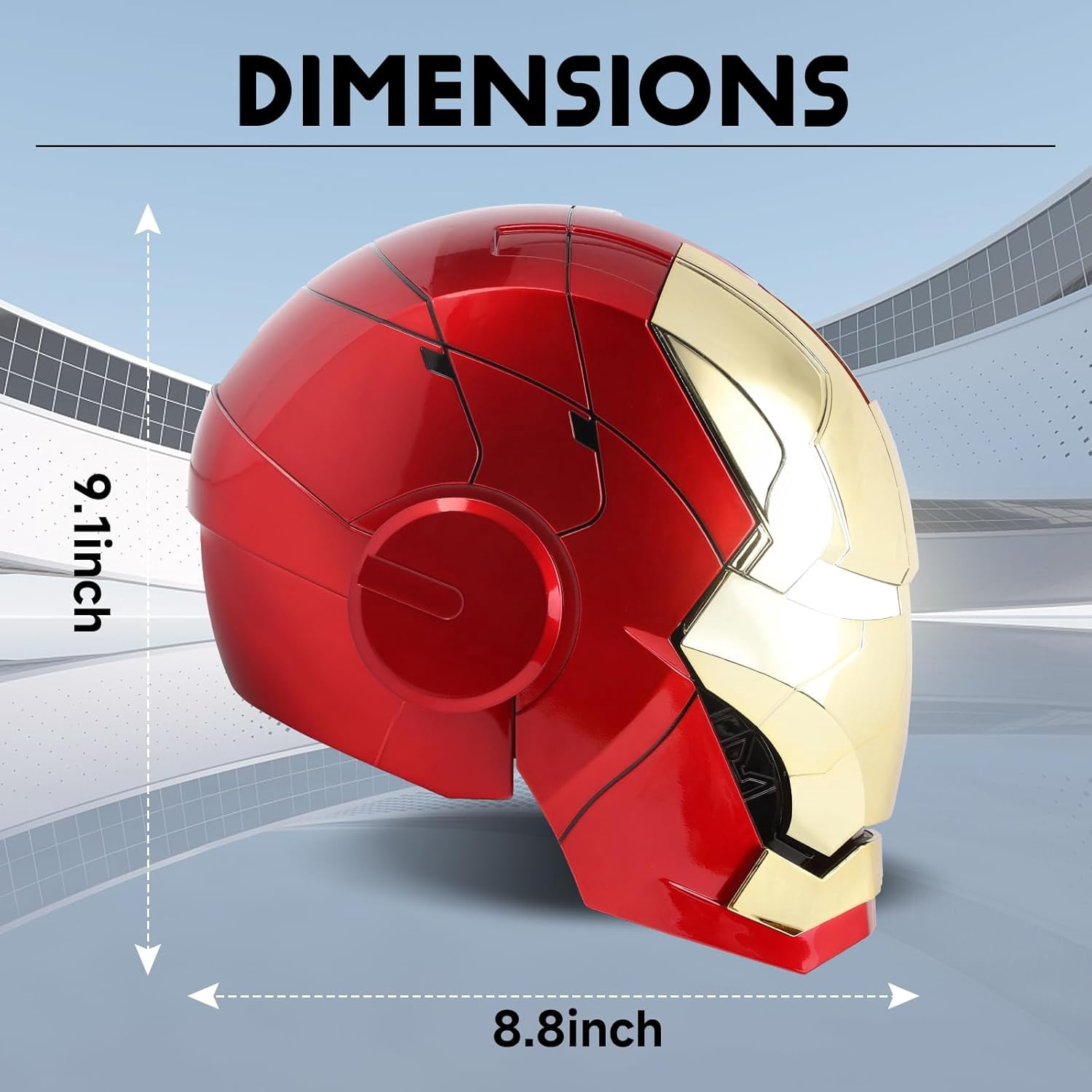 Iron Hero MK 5 1:1 Wearable Helmet - Voice, Touch, and Remote Control with LED Eyes, Realistic Sound Effects, Perfect for Cosplay, Display, and Collectible Figures for Man and Teen,Gold