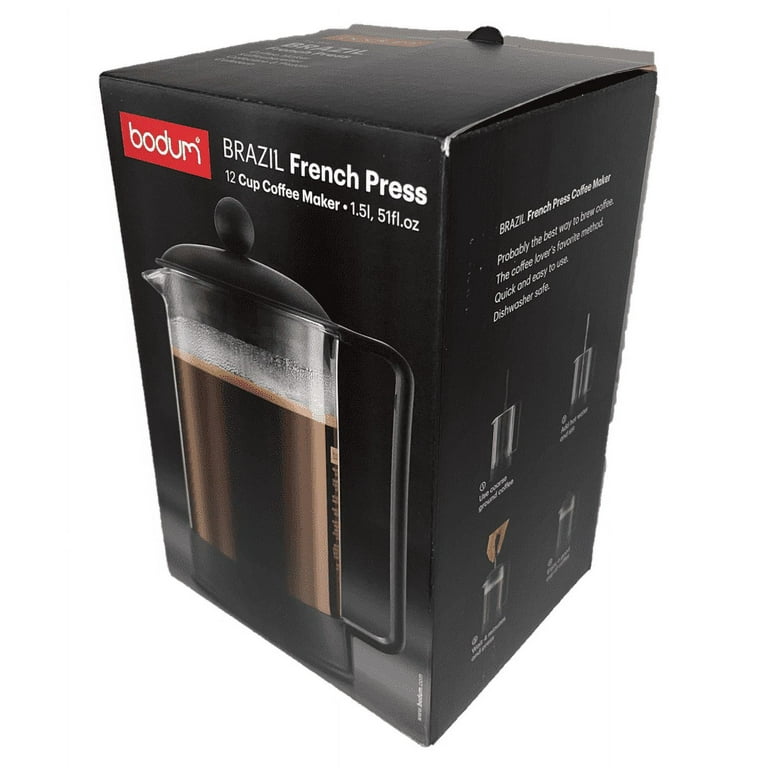BODUM French Press Matte Black Glass Plastic 2 Cup Coffee Maker
