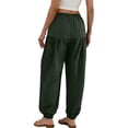 thumbnail image 2 of POIUYTR Women Cotton Linen Pants Summer Casual High Waist Ankle Length Pants Vacation Beach Trousers With Pockets, 2 of 6