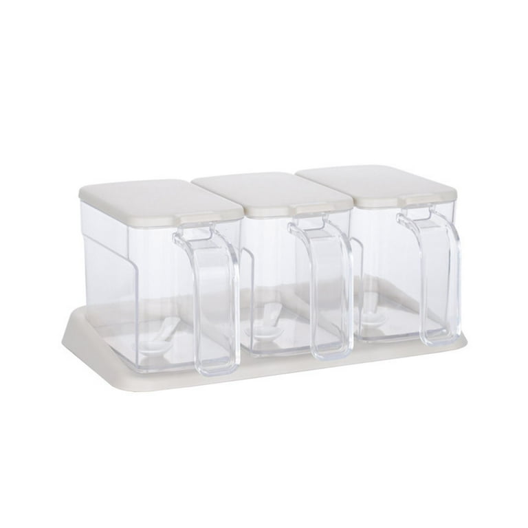 2 Set Acrylic Seasoning Organizer Box 8 Pcs Clear Seasoning Rack Spice Pots  Condiments Containers with Lids and Spoons Storage Container Spice Jar for