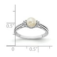 thumbnail image 3 of White Sterling Silver Ring Band Pearl Diamond Round Freshwater, 3 of 3