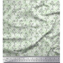 Soimoi Green Cotton Duck Fabric Silhouette Branch Leaves Print Sewing Fabric Yard 44 Inch Wide
