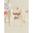 thumbnail image 2 of Suealasg Little Girls Fall Winter Sweaters 6M 1T 2T 3T 4T Kids Girls Long Sleeve Letter Embroidery Knit Pullovers Tops Autumn Casual Knitwear Clothes for Toddler Baby Girls, 2 of 9