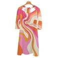 thumbnail image 6 of Abstract Swirl Pink Orange Art Sweetheart Knot Flared Dress Fashion Design Large Size Loose Dress Spring Summer Women Dress, 6 of 9