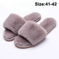 thumbnail image 1 of Women Fuzzy House Slippers Open Toe Furry Slippers 41-42 Grey, 1 of 8