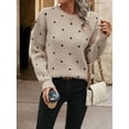 thumbnail image 5 of Women'S Polka Dots Sweaters Long Sleeve Round Neck Knitted Pullover Tops Khaki XL, 5 of 9