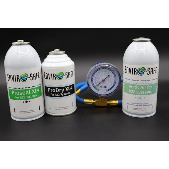 ENVIRO-SAFE  for R22 systems, Proseal XL4, Prodry XL4, and Brass Gauge
