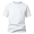 thumbnail image 3 of BiZtdJrK Heavyweight Cotton Tee Tops for Men Boat Neck Short Sleeve Casual T Shirt Solid Comfy Loose Fit Basic Tees White L, 3 of 5