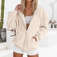 thumbnail image 2 of WERYOUNG Zip Up Hoodies For Women Casual Solid Color Hooded Long Sleeved Sweatshirts With Zipper Pocket Fall Winter Comfortable Tops L, 2 of 7