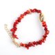 thumbnail image 1 of Nvzi Pulsera de cuentas hecha a mano, adecuada, pulsera de concha de piedra natural dorada, pulsera de piedra hecha a mano estilo océano ajustable (rojo), 1 of 4