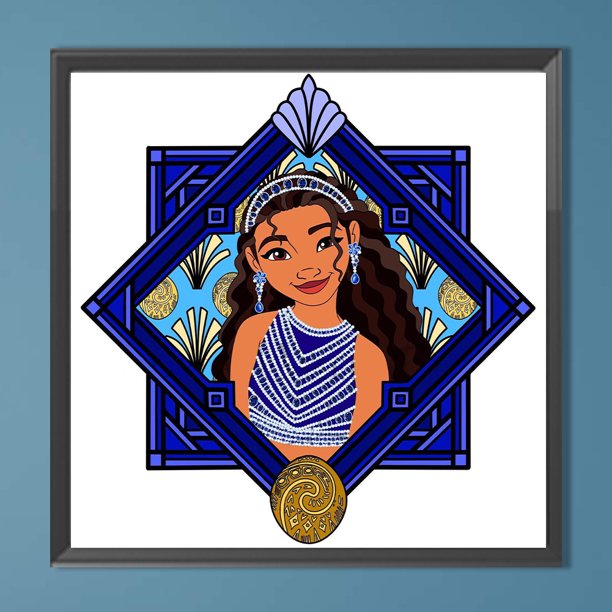 Cuadros Decorativos 5D bricolaje taladro redondo completo diamante pintura princesa Moana arte decoración (K616) Wdftyju de costura negro 4 estilos