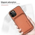 thumbnail image 2 of Feishell for iPhone 13 Pro Carbon Fibre Texture PU Leather Phone Case with Removable Card Pocket,Compatible with MagSafe Charging,Shockproof Luxury Magnetic Anti-Scratch Slim Phone Case,Brown, 2 of 7