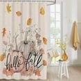 thumbnail image 4 of Fabric Shower Curtain Fall Thanksgiving Watercolor Pumpkin Leaves Linen Shower Curtains with 12 Hooks Waterproof Machine Washable Bath Curtains for Bathroom, 72 x 96in, 4 of 6
