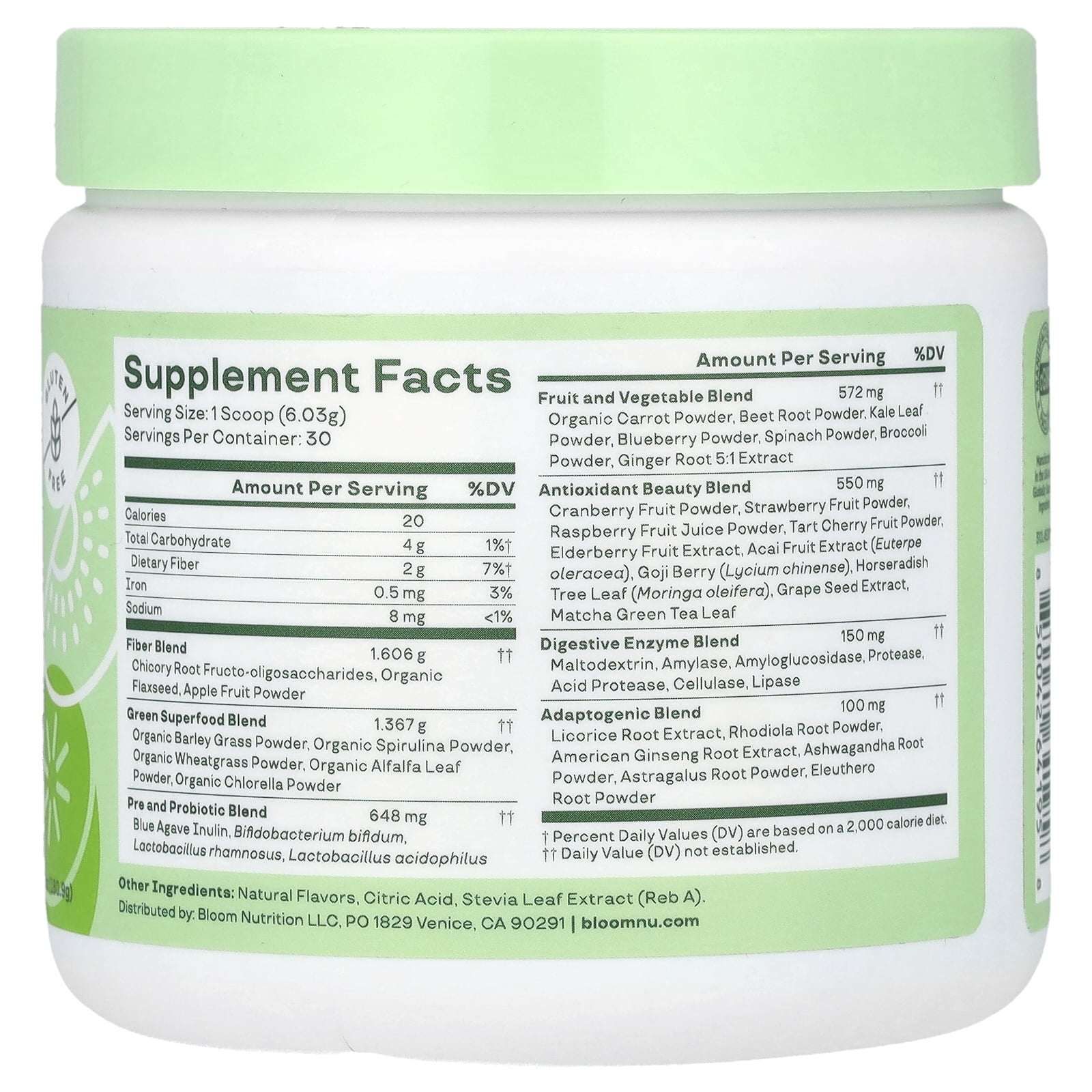Bloom Nutrition Greens & Superfoods Powder, Strawberry Kiwi, 30 Servings