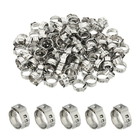 3/8 Inch PEX Crimp Rings Single Ear Hose Clamps for PEX Tubing 120 Pack