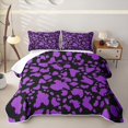 thumbnail image 2 of jejeloiu Purple Cattle Print Quilt King Kids,Fashion Cow Pattern King Coverlet Set For Girls,3 Pieces, 2 of 7