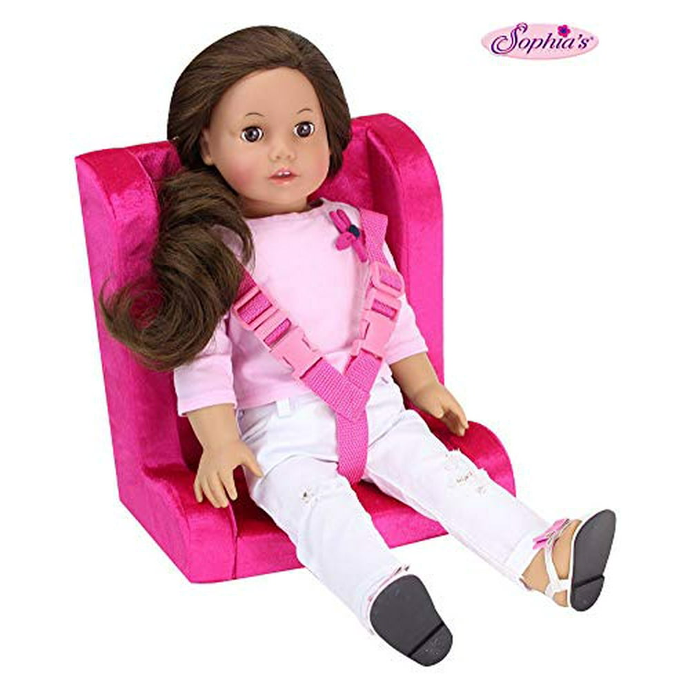 Hot Pink Doll Car Seat for 18 Inch Dolls Soft & Cozy Car Doll Seat