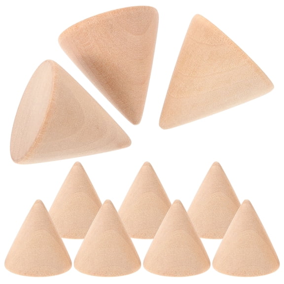 QIFULL 10Pcs Wood DIY Cone Craft Beige Unfinished Wooden Cone Display Stand for Jewelry and Retail