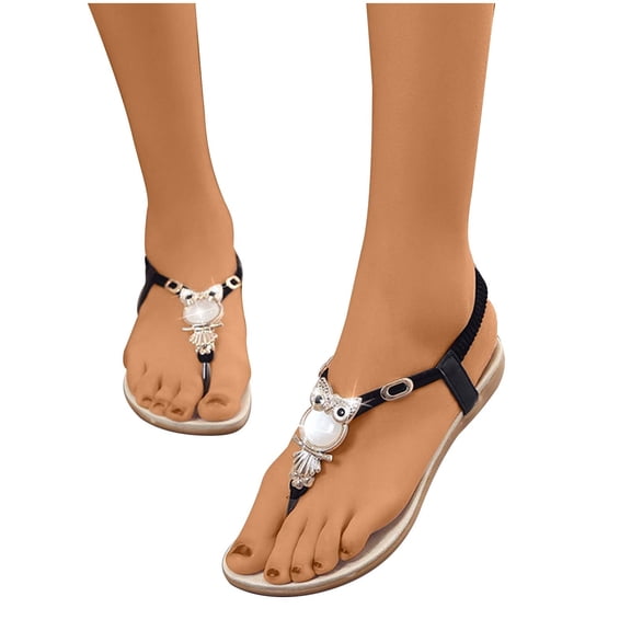 Midsumdr Womens Flip Flops Ankle Strappy Sandals Beach Bohemia Thong Flat Comfortable Shoes Roman Sandals Summer Shoes for Women Sandals for Women Casual Summer