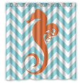thumbnail image 1 of EREHome Hippocampe Sarcelle et Blanc Nautique Rideau de Douche Chevron Tissu Polyester Salle de Bain Rideau Décoratif Taille 66x72 Pouces, 1 of 1