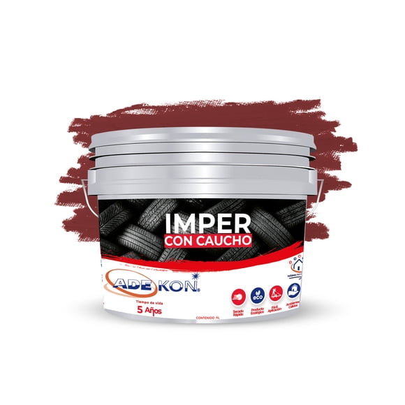 Impermeabilizante con Caucho 4L Color Terracota Adekon Duracion 5 Años