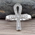 thumbnail image 2 of Eclet Jewels White Gold Over 14K Silver Diamond Ring - 0.7 Ct Round Brilliant Cut Diamond Ring - Ankh Statement Ring for Men's - Christian Cross Silver Diamond Ring for Women's - Valentine's Day Gift, 2 of 8