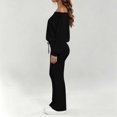 thumbnail image 6 of Ladies' Off Shoulder One Neck Long Sleeved Wide Leg Pants Set With Drawstring High Waist for Slimming, Casual Sports Two-Piece Set Black S, 6 of 7